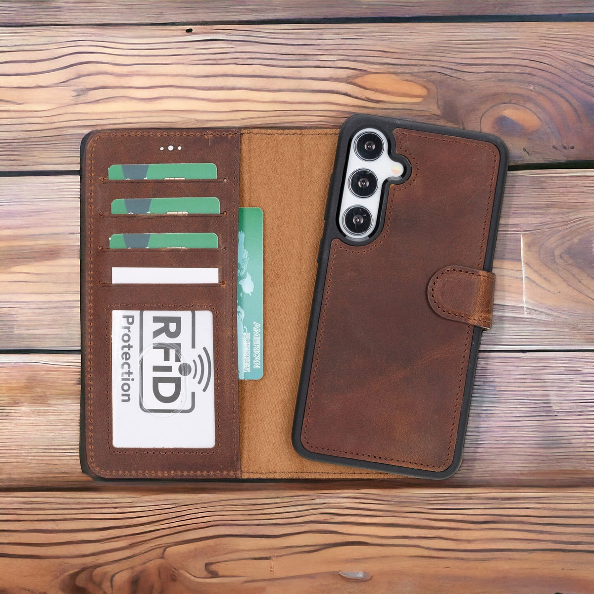 Leather Wallet Case for Samsung Galaxy S24, Plus & Ultra | RFID Blocking, Card Holder, Wireless Charging Compatible (Sylvara)