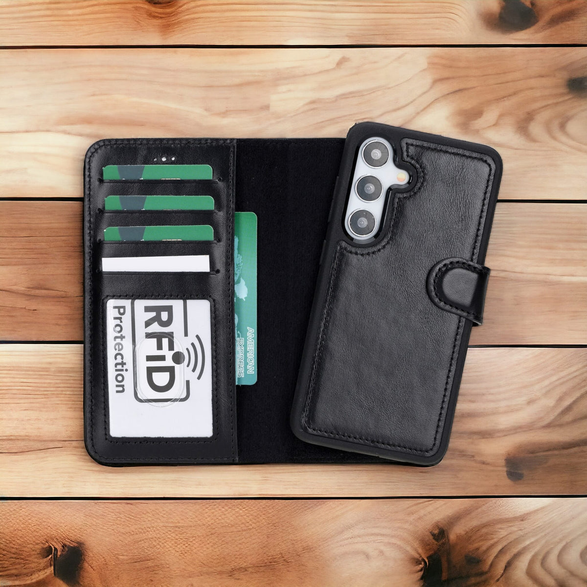 Leather Wallet Case for Samsung Galaxy S24, Plus & Ultra | RFID Blocking, Card Holder, Wireless Charging Compatible (Sylvara)