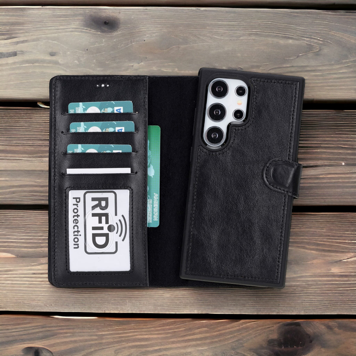 Leather Wallet Case for Samsung Galaxy S24, Plus & Ultra | RFID Blocking, Card Holder, Wireless Charging Compatible (Sylvara)