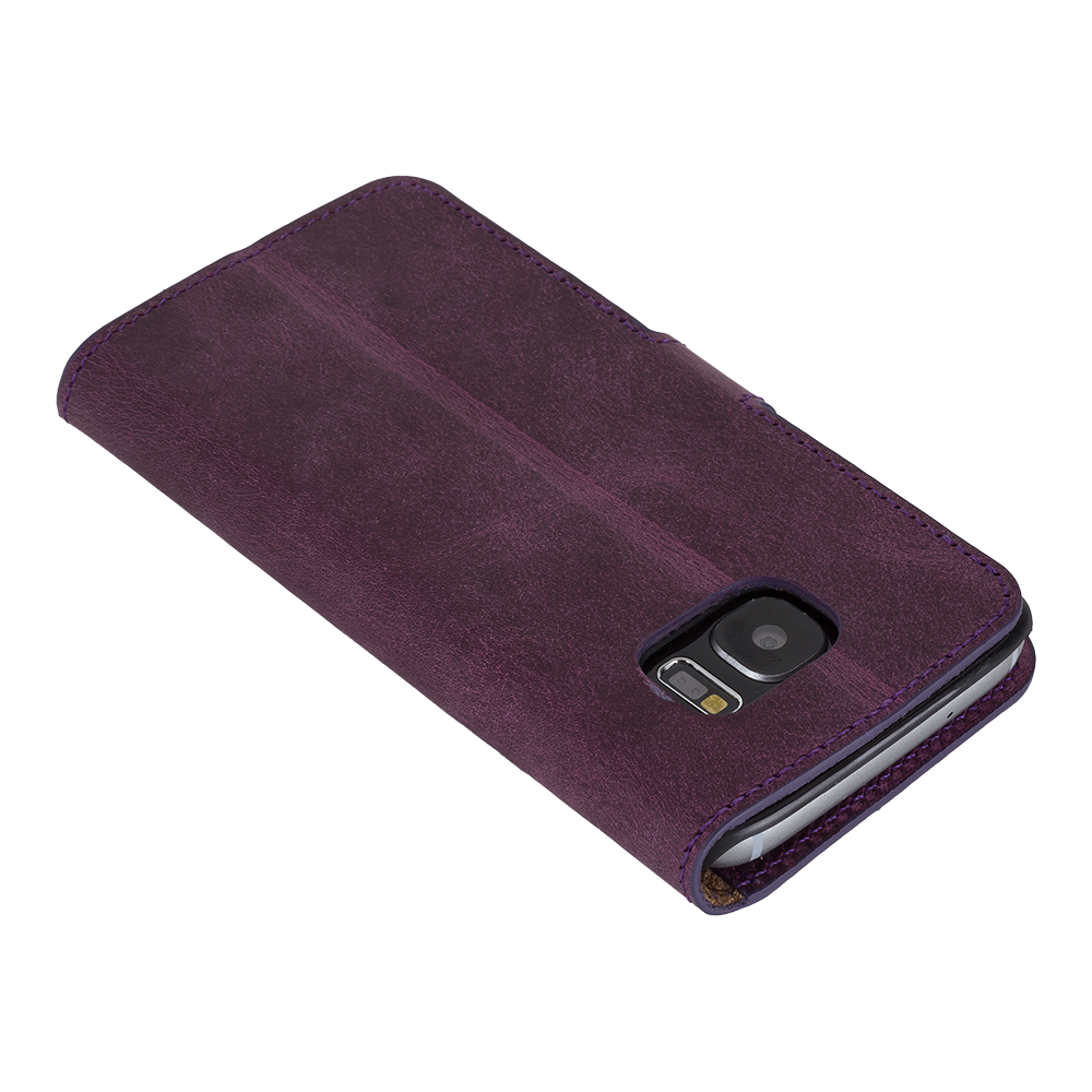 Samsung Galaxy S7 Compatible Leather Wallet Case WCID G7 Purple
