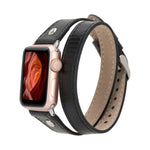 Hector Double Tour Leather Apple Watch Band with Silver Trok
