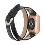 Hector Double Tour Leather Apple Watch Band with Silver Trok