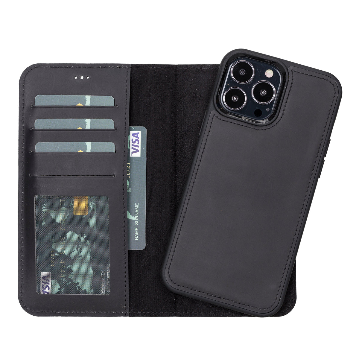Liluri iPhone 13 Pro Detachable Leather Wallet Case