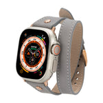 Hector Double Tour Leather Apple Watch Band with Rose Gold Trok