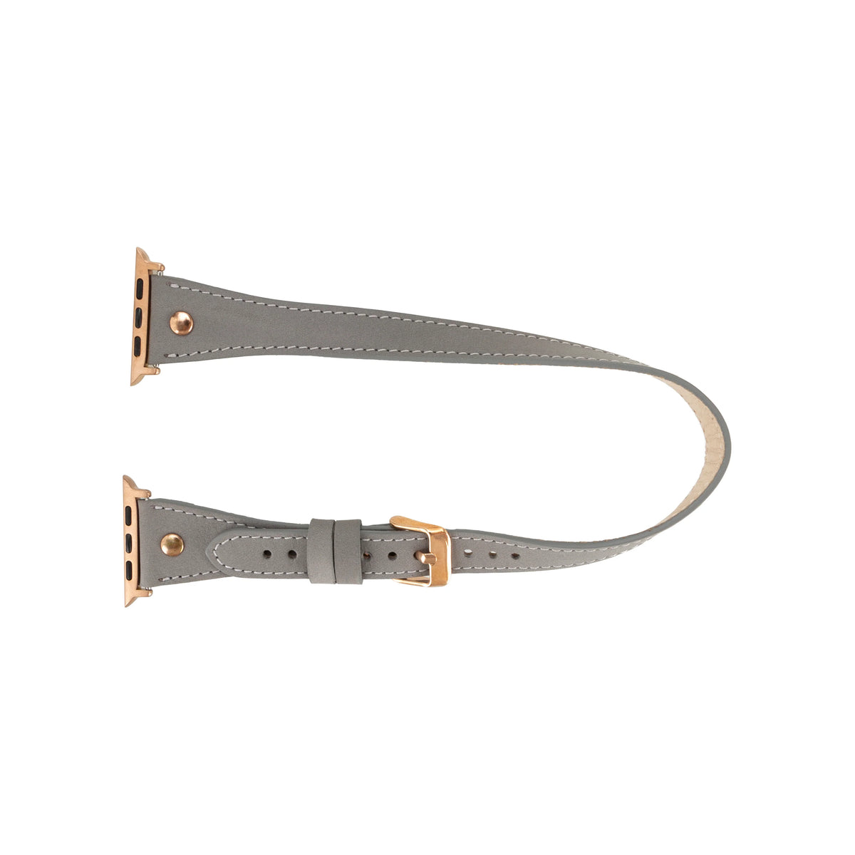 Hector Double Tour Leather Apple Watch Band with Rose Gold Trok