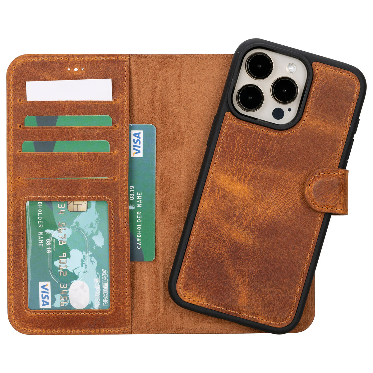 Arcane iPhone 16 Series Detachable Genuine Leather Case