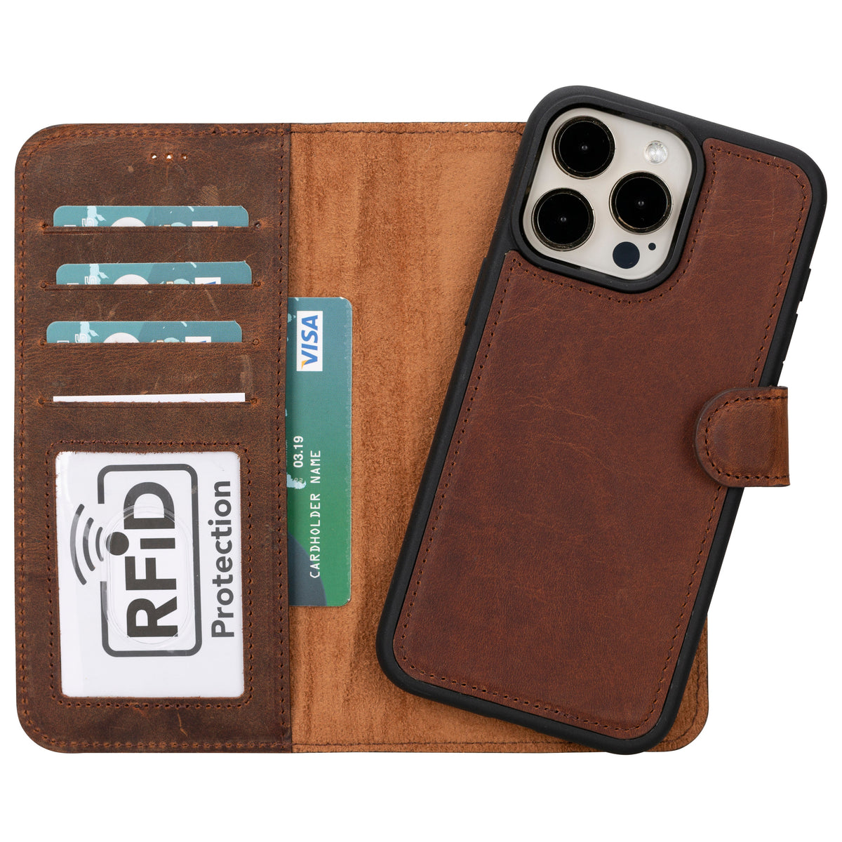 Arcane iPhone 16 Series Detachable Genuine Leather Case