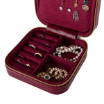 Leather Jewelry Organizer, Travel-Friendly Genuine Leather Storage Box with Velvet Lining (Celeste)