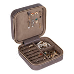 Leather Jewelry Organizer, Travel-Friendly Genuine Leather Storage Box with Velvet Lining (Celeste)