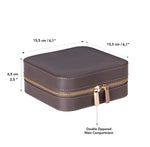 Leather Jewelry Organizer, Travel-Friendly Genuine Leather Storage Box with Velvet Lining (Celeste)