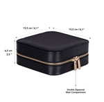 Leather Jewelry Organizer, Travel-Friendly Genuine Leather Storage Box with Velvet Lining (Celeste)