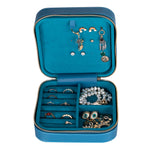 Leather Jewelry Organizer, Travel-Friendly Genuine Leather Storage Box with Velvet Lining (Celeste)