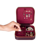 Leather Jewelry Organizer, Travel-Friendly Genuine Leather Storage Box with Velvet Lining (Celeste)