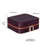 Leather Jewelry Organizer, Travel-Friendly Genuine Leather Storage Box with Velvet Lining (Celeste)