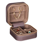 Leather Jewelry Organizer, Travel-Friendly Genuine Leather Storage Box with Velvet Lining (Celeste)