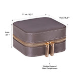 Leather Jewelry Organizer, Travel-Friendly Genuine Leather Storage Box with Velvet Lining (Celeste)