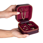 Leather Jewelry Organizer, Travel-Friendly Genuine Leather Storage Box with Velvet Lining (Celeste)