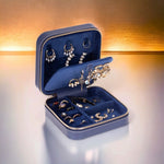 Leather Jewelry Organizer, Travel-Friendly Genuine Leather Storage Box with Velvet Lining (Celeste)