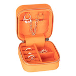 Leather Jewelry Organizer, Travel-Friendly Genuine Leather Storage Box with Velvet Lining (Celeste)