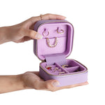 Leather Jewelry Organizer, Travel-Friendly Genuine Leather Storage Box with Velvet Lining (Celeste)