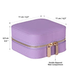 Leather Jewelry Organizer, Travel-Friendly Genuine Leather Storage Box with Velvet Lining (Celeste)