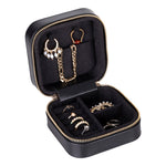 Leather Jewelry Organizer, Travel-Friendly Genuine Leather Storage Box with Velvet Lining (Celeste)