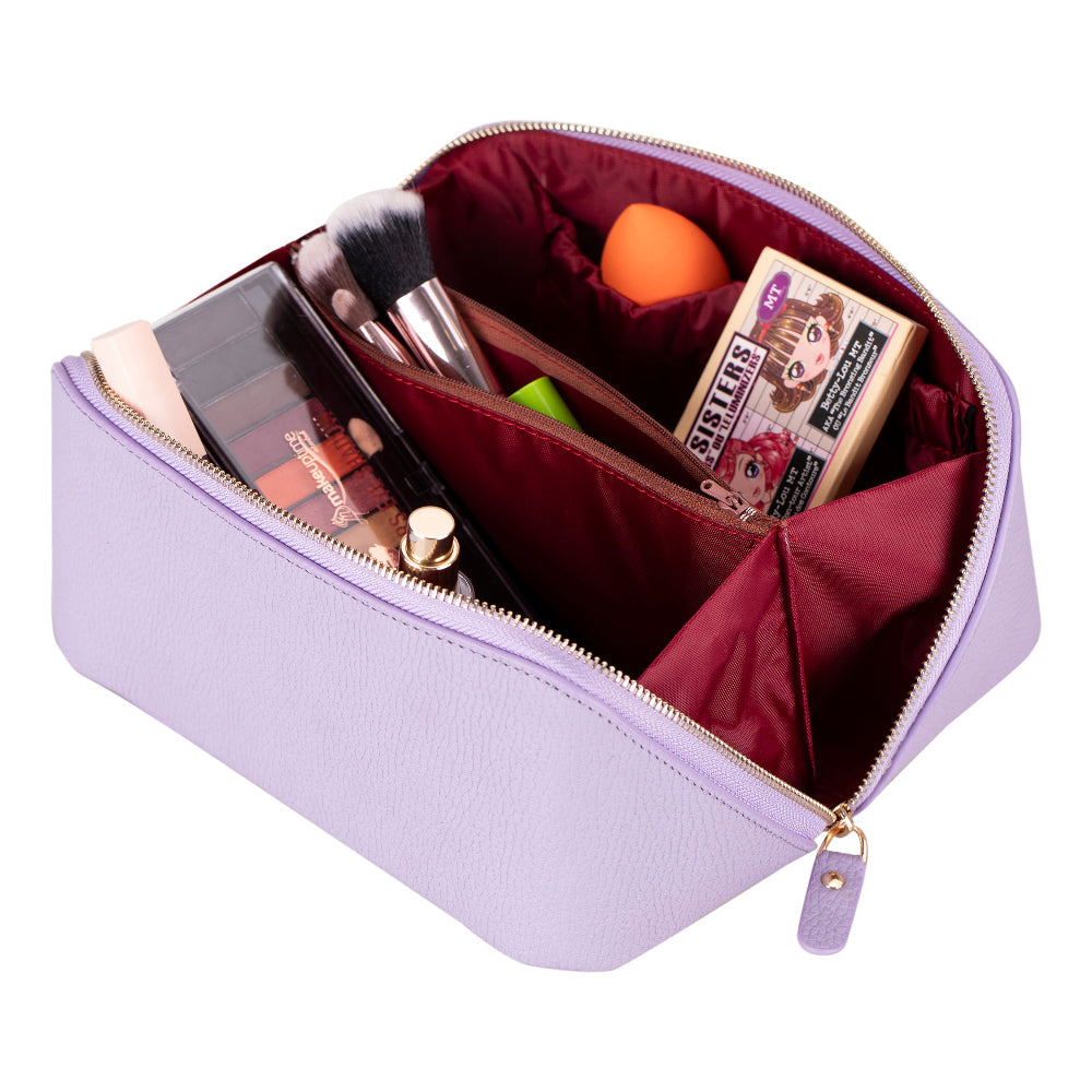 Personalized Leather Cosmetic Bag: Water-Resistant Travel Toiletry Organizer (Natalie)