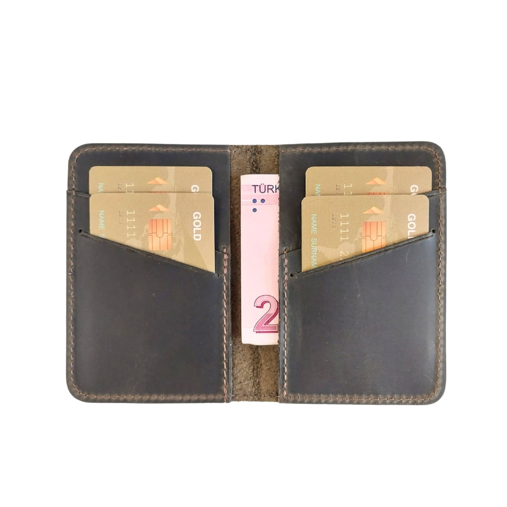 Leather Card Holder – Minimalist Slim Bifold Wallet for Men & Women (Matteo)
