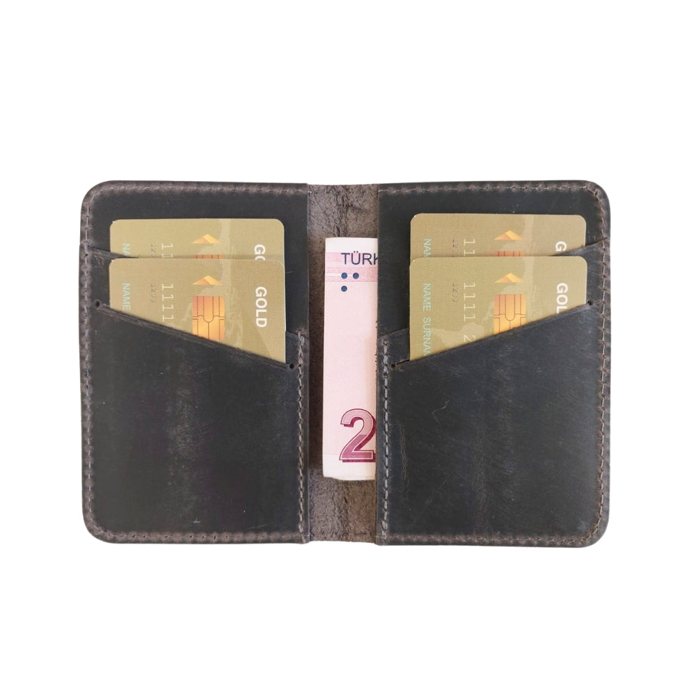 Leather Card Holder – Minimalist Slim Bifold Wallet for Men & Women (Matteo)