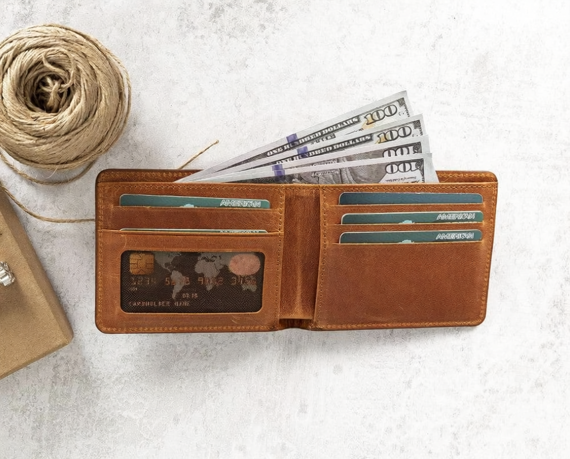 Leather Wallet – Genuine Leather Bifold Wallet with Card Slots (Torin)