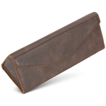 Handmade Genuine Leather Eyewear Case - Magnetic Triangular Design