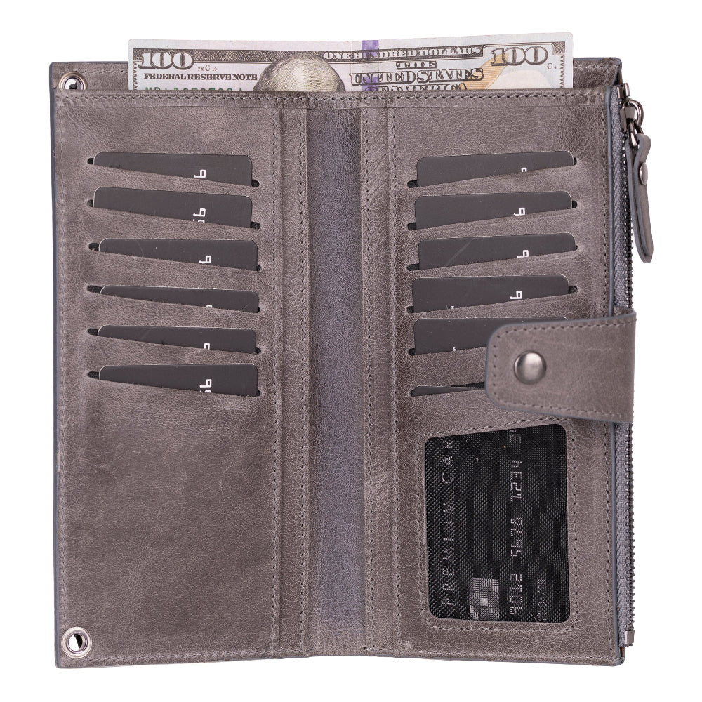 Crossbody Leather Wallet – with Phone Compartment, Card Slots & Shoulder Strap (Calista)