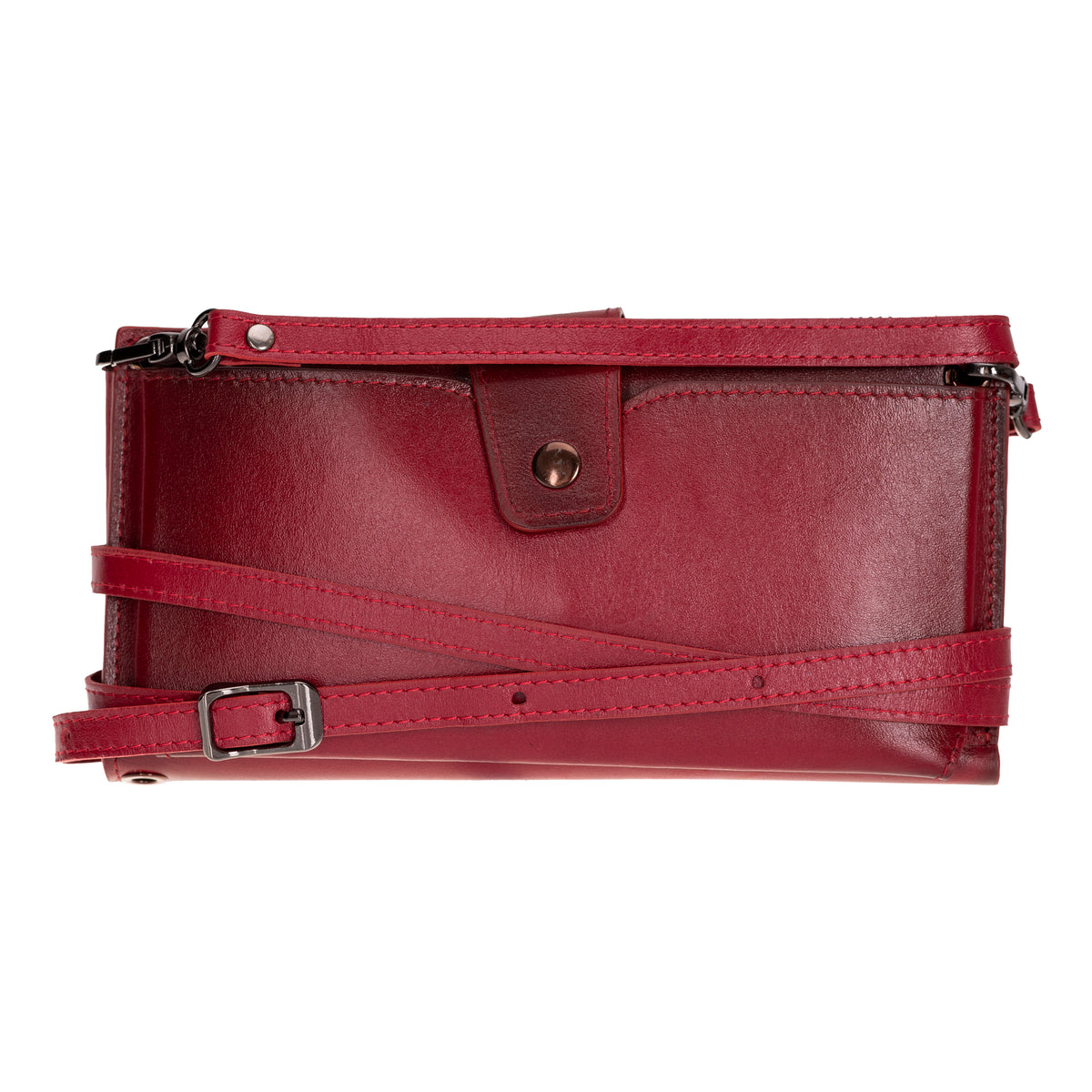 Crossbody Leather Wallet – with Phone Compartment, Card Slots & Shoulder Strap (Calista)