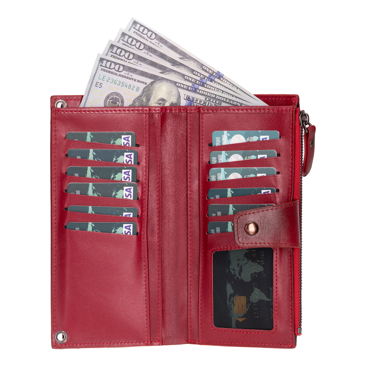 Crossbody Leather Wallet – with Phone Compartment, Card Slots & Shoulder Strap (Calista)