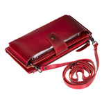 Crossbody Leather Wallet – with Phone Compartment, Card Slots & Shoulder Strap (Calista)