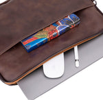 Slim Leather Laptop Bag, Genuine Leather Case, Shoulder Strap (Elona)