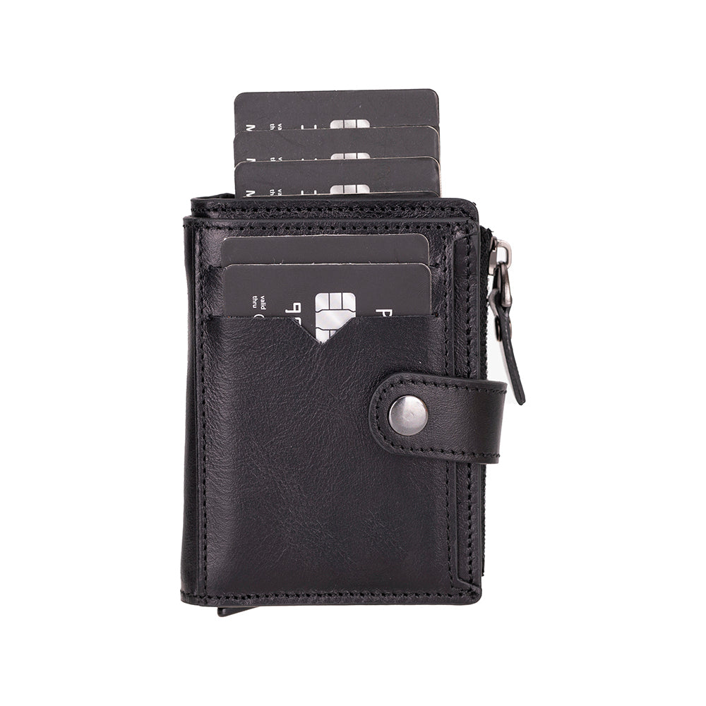 Leather Card Holder, RFID Blocking Slim Wallet with Quick-Access & Coin Pocket (Velto)