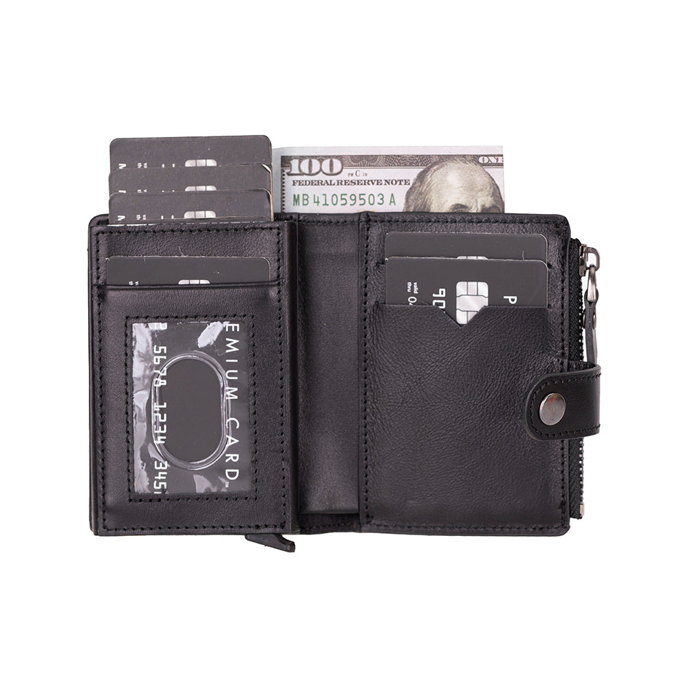 Leather Card Holder, RFID Blocking Slim Wallet with Quick-Access & Coin Pocket (Velto)