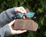 Lenozora Genuine Leather Glasses Case