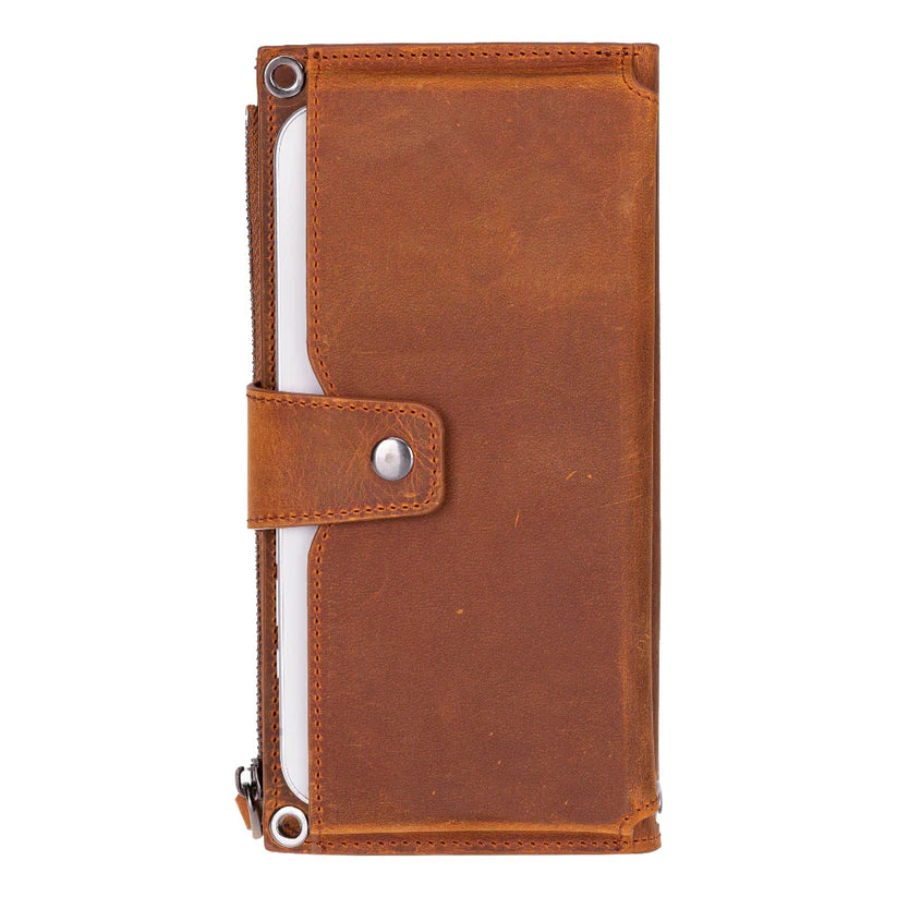 Crossbody Leather Wallet – with Phone Compartment, Card Slots & Shoulder Strap (Calista)