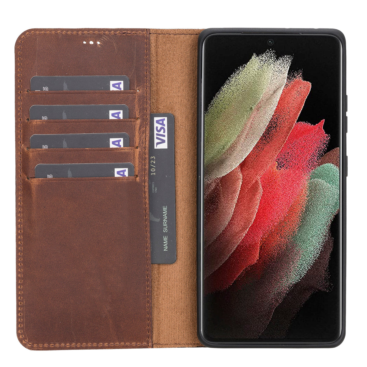 Premium Genuine Leather Wallet Case for Samsung Galaxy S21, S21 Plus & S21 Ultra (Skadi)