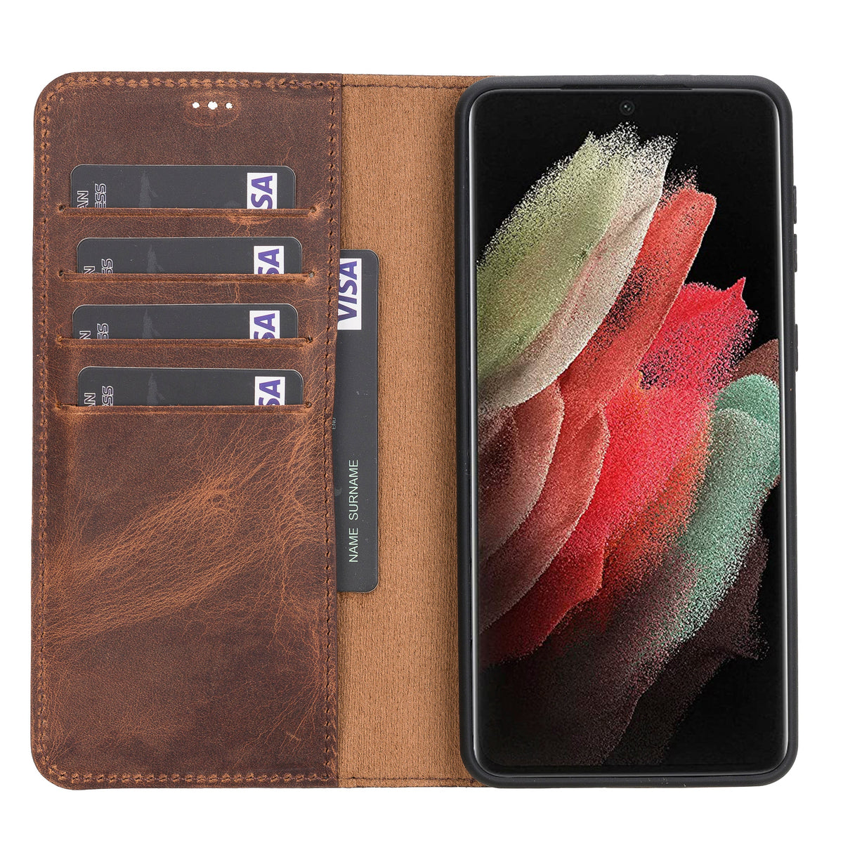 Premium Genuine Leather Wallet Case for Samsung Galaxy S21, S21 Plus & S21 Ultra (Skadi)