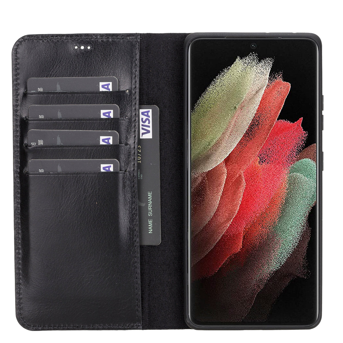 Premium Genuine Leather Wallet Case for Samsung Galaxy S21, S21 Plus & S21 Ultra (Skadi)