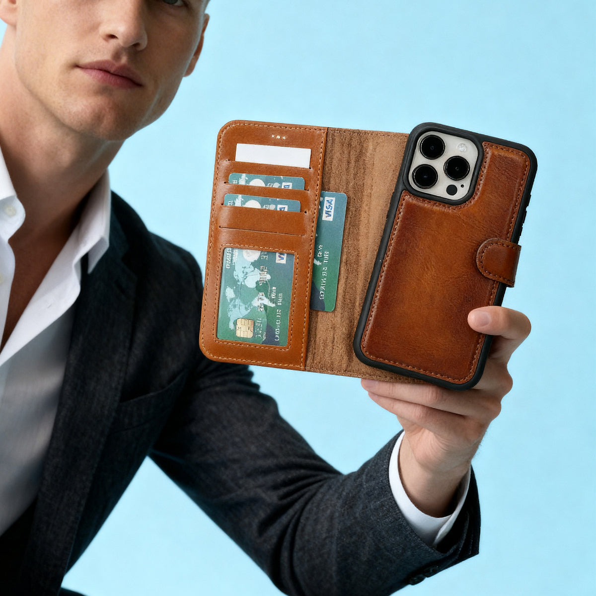iPhone 15 / Pro / Max / Plus Leather Wallet Case With Card Holder MWWN