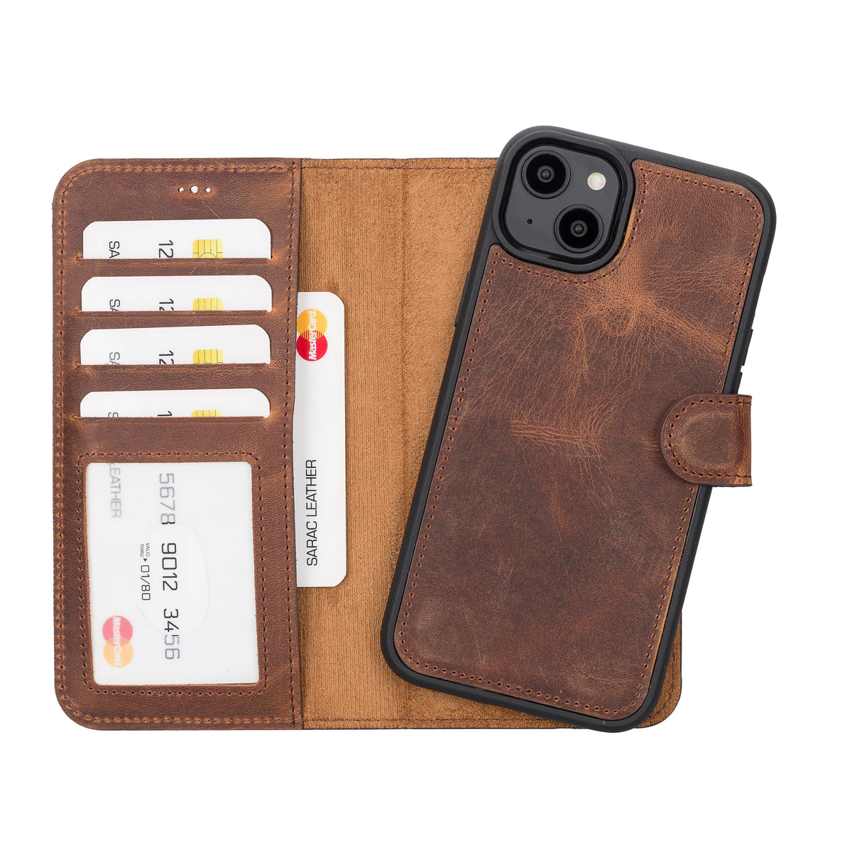 Liluri iPhone 14 Plus Detachable Leather Wallet Case