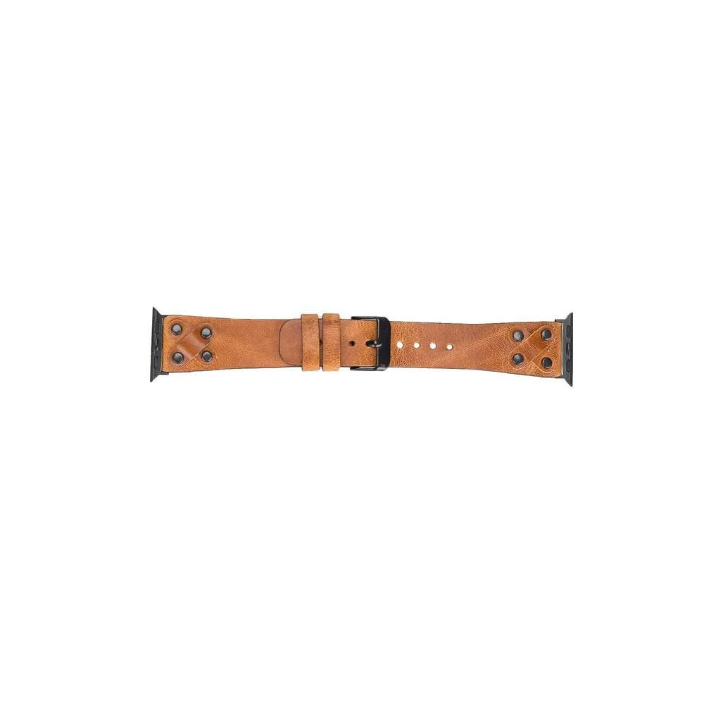 Cross Leather Apple Watch Band with Black Trok