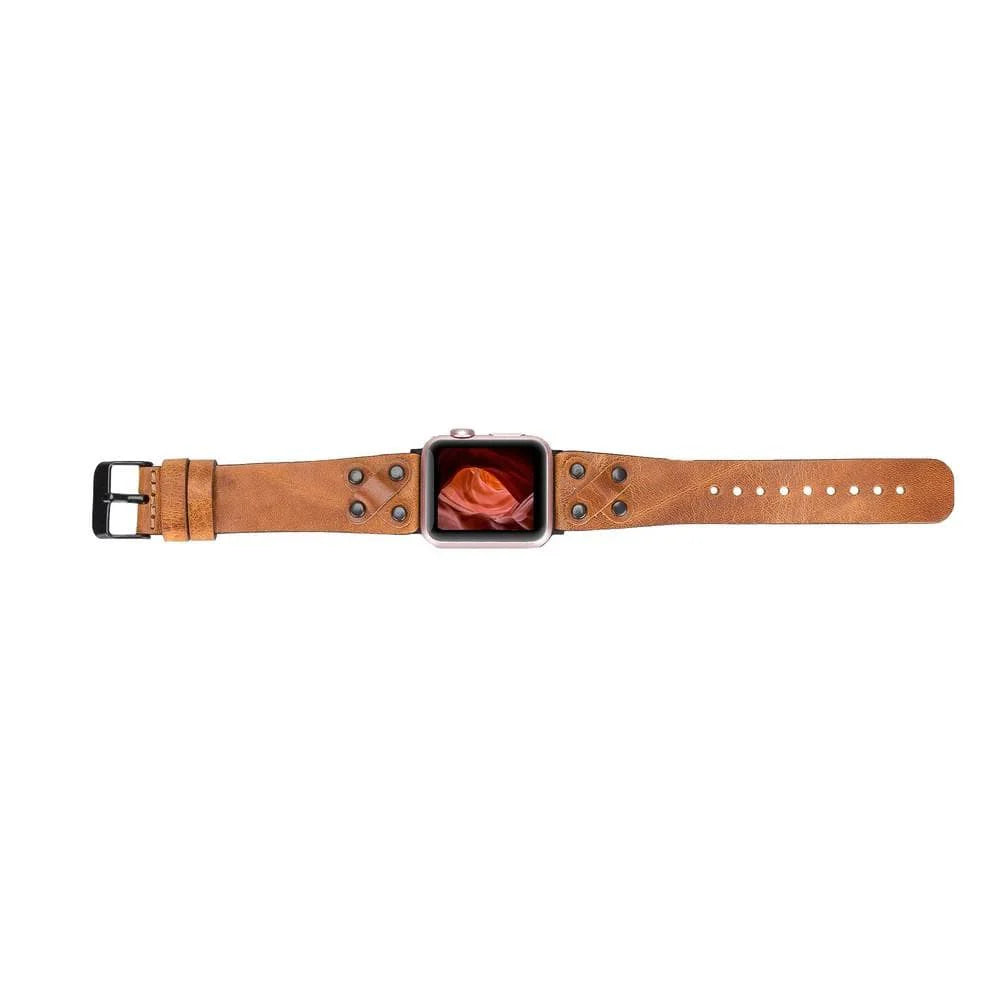 Cross Leather Apple Watch Band with Black Trok