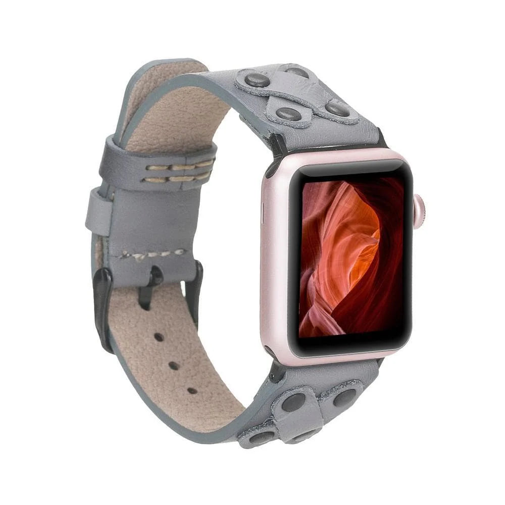 Cross Leather Apple Watch Band with Black Trok