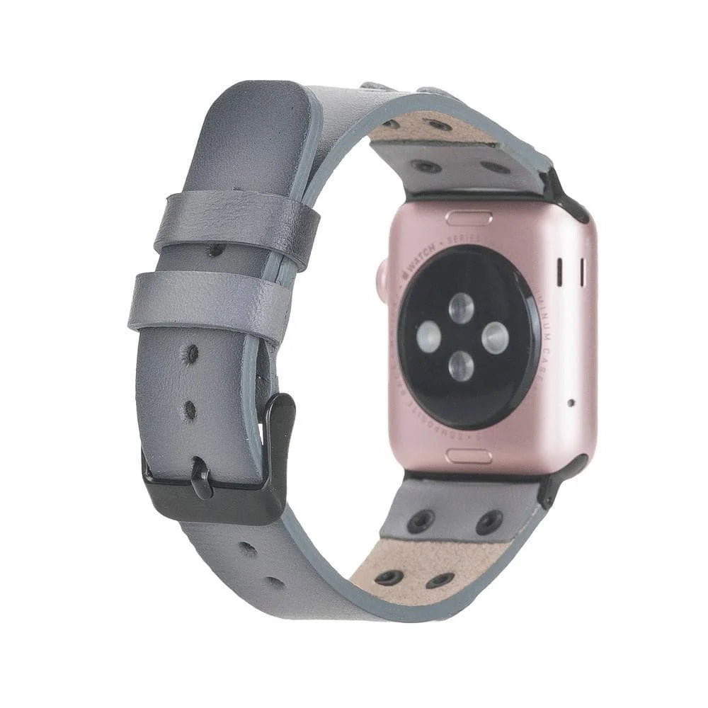 Cross Leather Apple Watch Band with Black Trok