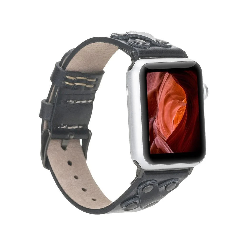 Cross Leather Apple Watch Band with Black Trok